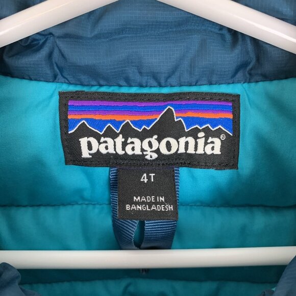 Patagonia Toddler 4T Down Sweater Puffer Vest Teal Zip Pockets Insulated - Picture 2 of 15